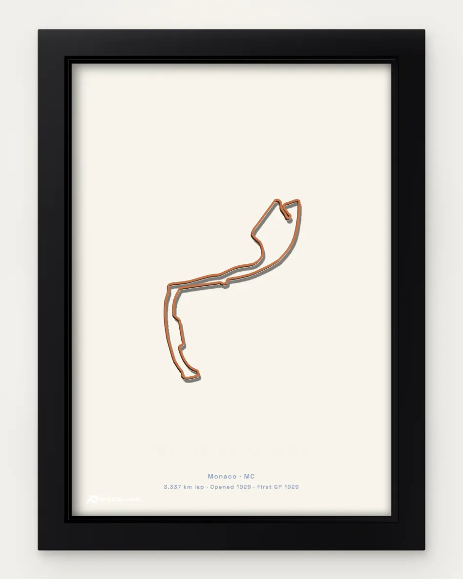 Framed Circuit de Monaco circuit poster on a solid background