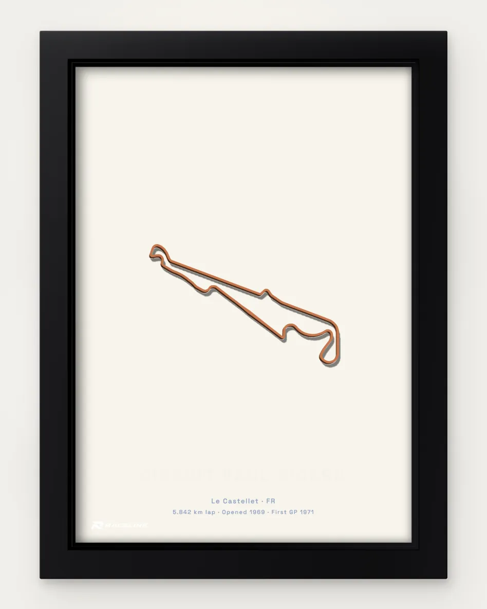 Framed Circuit Paul Ricard circuit poster on a solid background