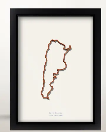 Framed Argentina country outline poster on a solid beige background