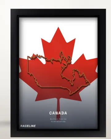 Framed Canada country outline poster on its flag background