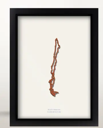 Framed Chile country outline poster on a solid beige background