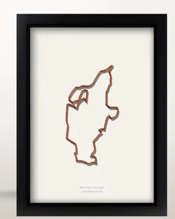 Framed Denmark country outline poster on a solid beige background
