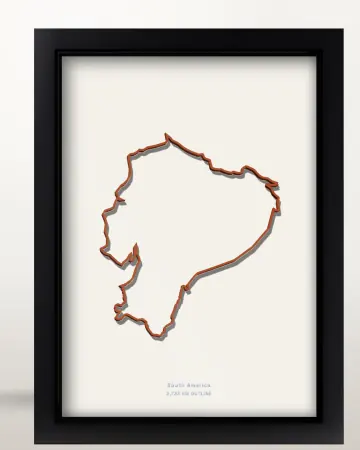 Framed Ecuador country outline poster on a solid beige background
