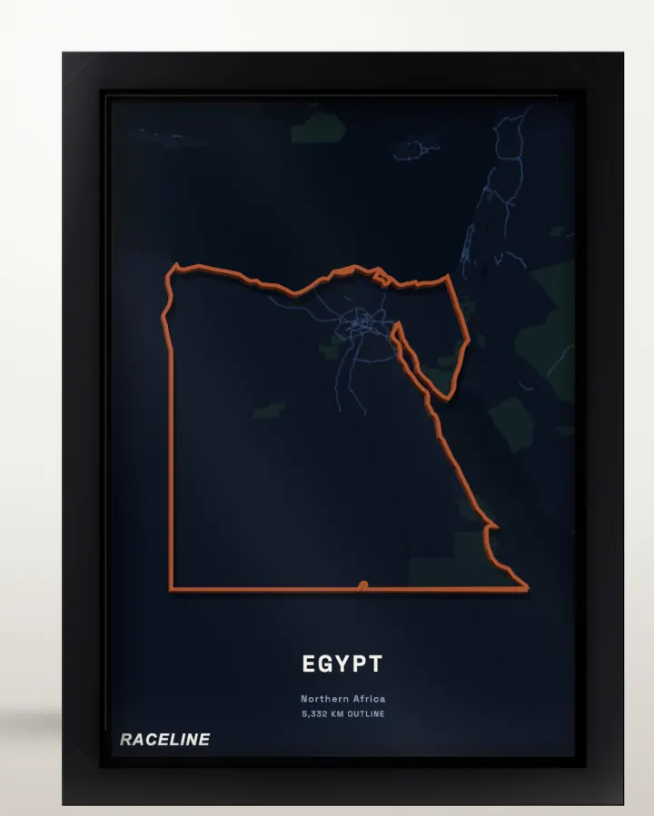 Framed Egypt country outline poster with a map background
