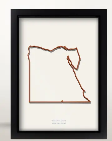 Framed Egypt country outline poster on a solid beige background