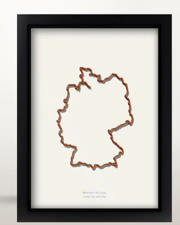 Framed Germany country outline poster on a solid beige background