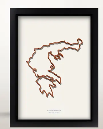 Framed Greece country outline poster on a solid beige background