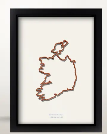 Framed Ireland country outline poster on a solid beige background