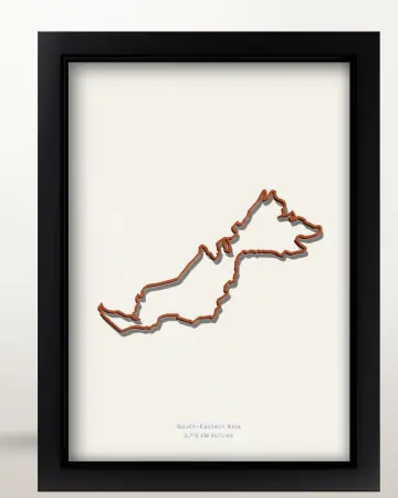 Framed Malaysia country outline poster on a solid beige background