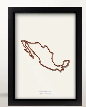 Framed Mexico country outline poster on a solid beige background