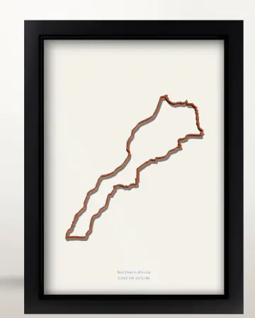 Framed Morocco country outline poster on a solid beige background