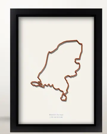 Framed Netherlands country outline poster on a solid beige background