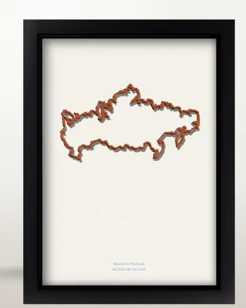 Framed Russia country outline poster on a solid beige background