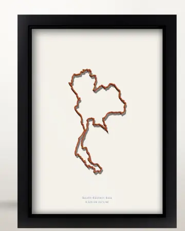 Framed Thailand country outline poster on a solid beige background