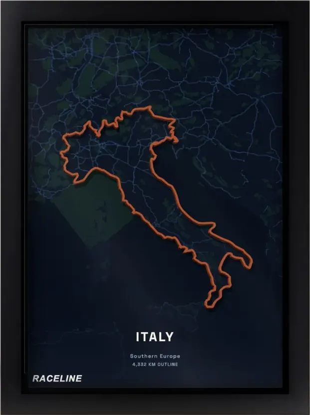 An Italy country outline poster with a map background