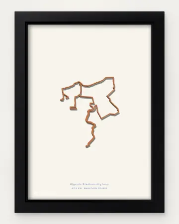 Amsterdam marathon course in a framed solid-colour view
