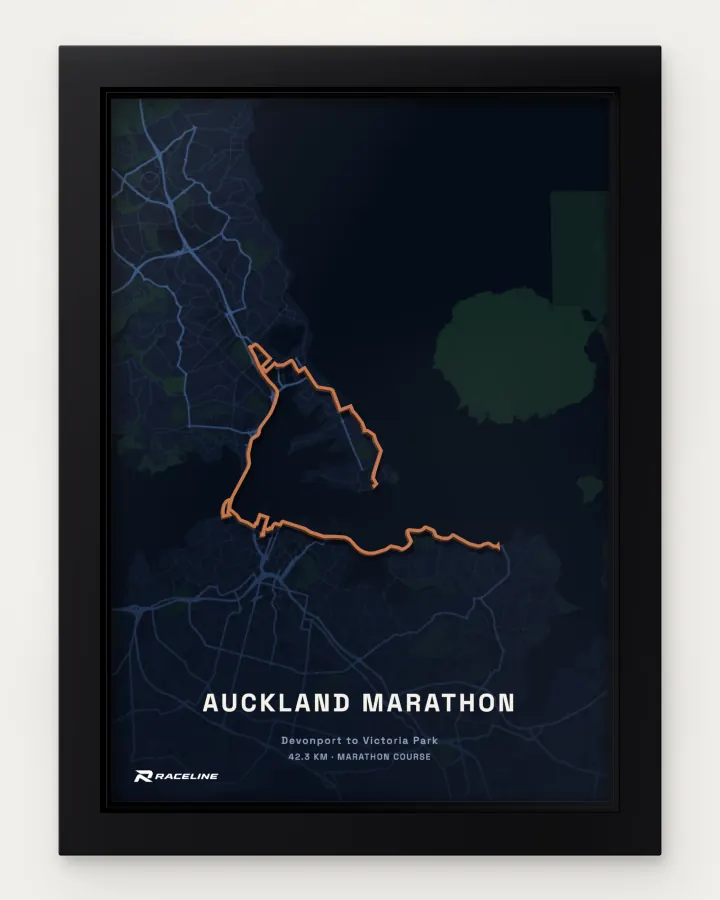 Auckland marathon course in a framed map view