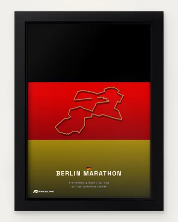 Berlin marathon course in a framed flag view