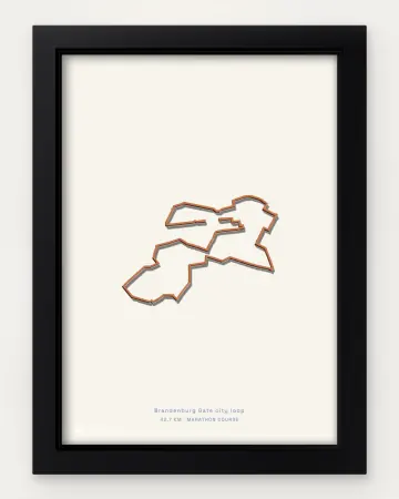Berlin marathon course in a framed solid-colour view