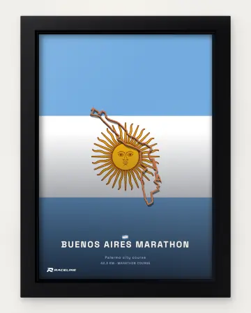 Buenos Aires marathon course in a framed flag view