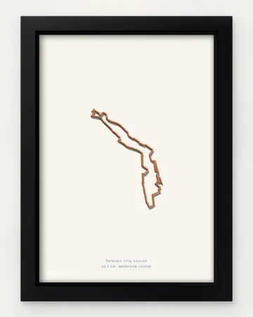 Buenos Aires marathon course in a framed solid-colour view