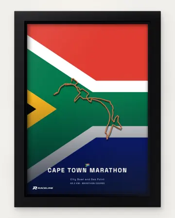 Cape Town marathon course in a framed flag view