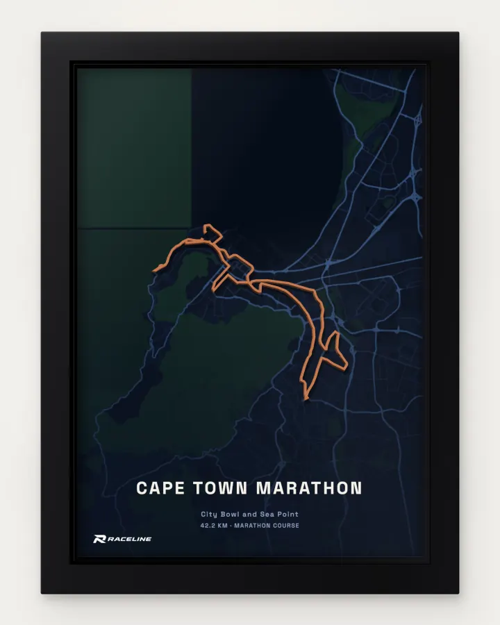 Cape Town marathon course in a framed map view