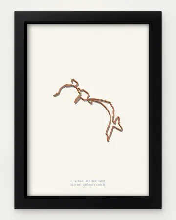 Cape Town marathon course in a framed solid-colour view