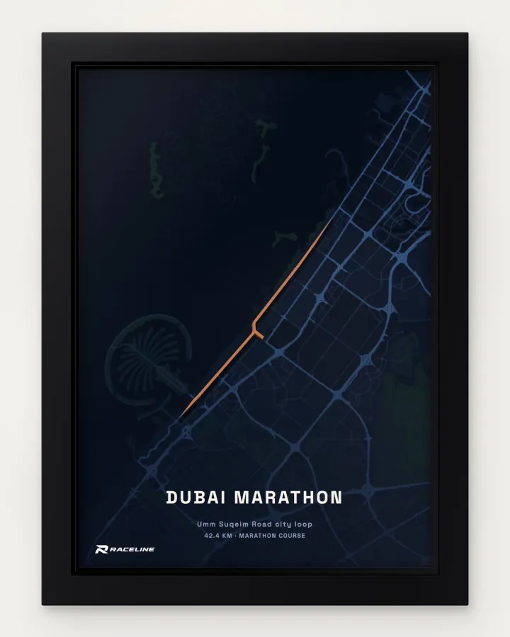 Dubai marathon course in a framed map view