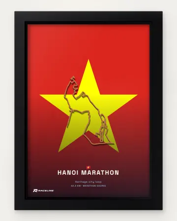 Hanoi marathon course in a framed flag view