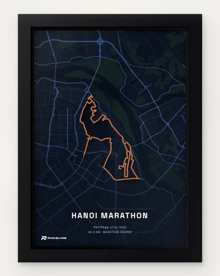 Hanoi marathon course in a framed map view
