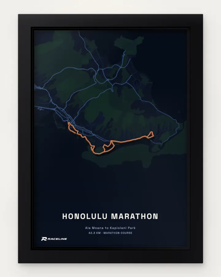 Honolulu marathon course in a framed map view