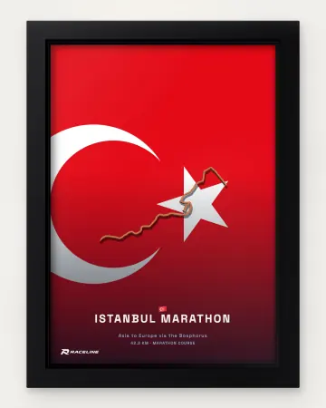 Istanbul marathon course in a framed flag view