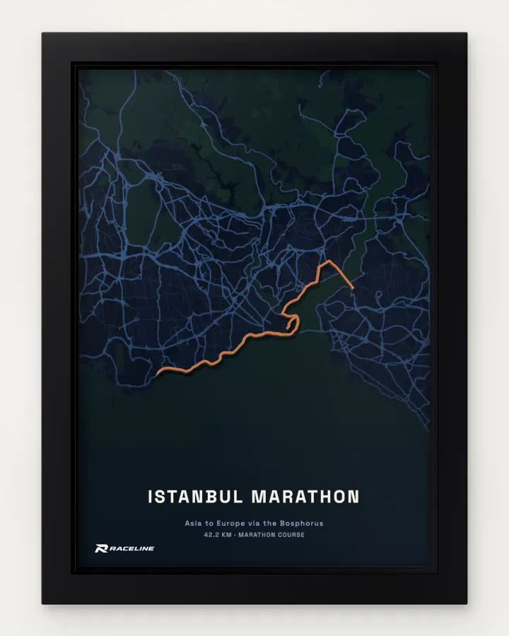 Istanbul marathon course in a framed map view