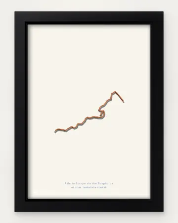 Istanbul marathon course in a framed solid-colour view