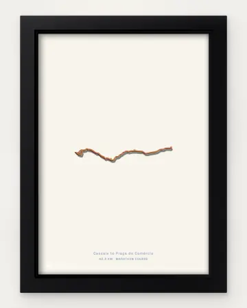 Lisbon marathon course in a framed solid-colour view