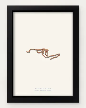 London marathon course in a framed solid-colour view