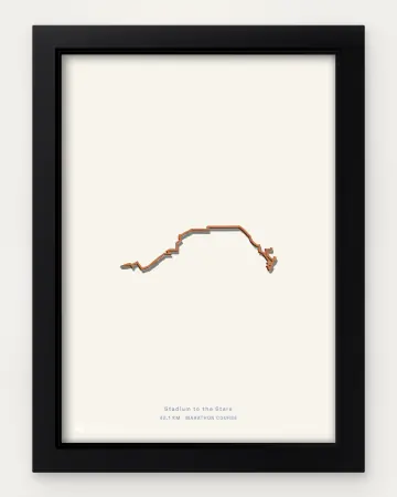 Los Angeles marathon course in a framed solid-colour view