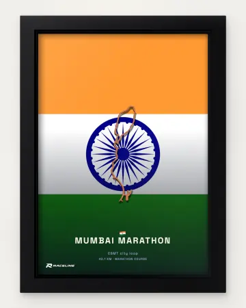 Mumbai marathon course in a framed flag view
