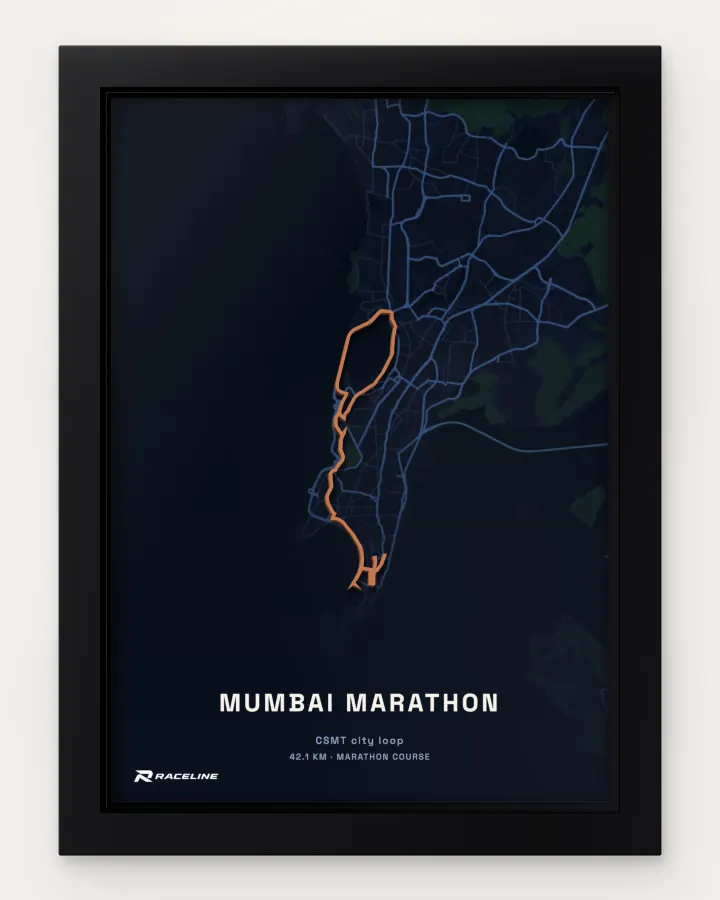 Mumbai marathon course in a framed map view