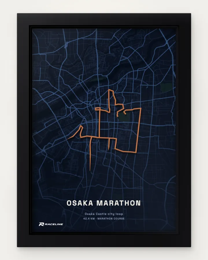 Osaka marathon course in a framed map view