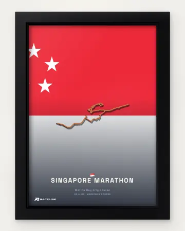 Singapore marathon course in a framed flag view