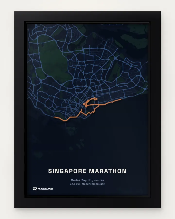 Singapore marathon course in a framed map view
