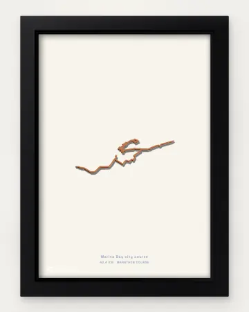 Singapore marathon course in a framed solid-colour view