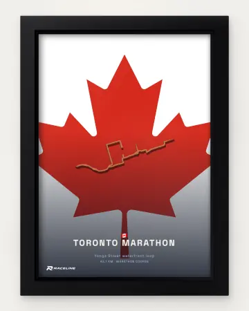 Toronto marathon course in a framed flag view