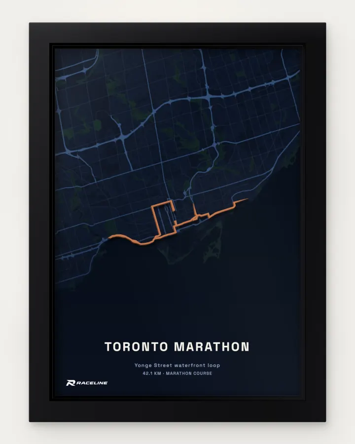 Toronto marathon course in a framed map view