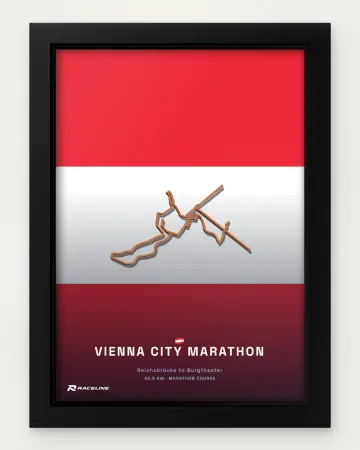 Vienna City marathon course in a framed flag view